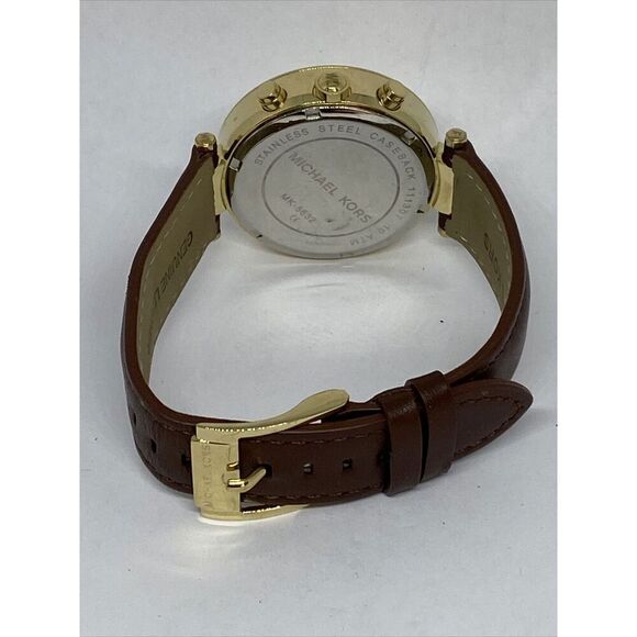 Michael Kors MK5632 Women's Brown Leather Analog Gold Dial Quartz Watch XX482 - Picture 10 of 12